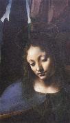 Leonardo  Da Vinci Detail of Madonna of the Rocks oil painting artist